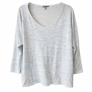 Lisa Todd V-Neck 100% Cotton Lightweight Top Blue White XL